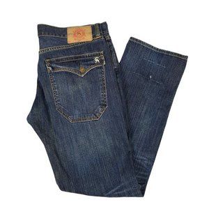 Christian Audigier Men's Jeans Sz 34 Straight Leg Dark Wash Blue Denim